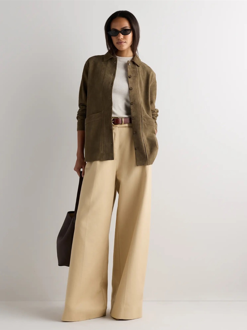NWT Suede Olive Green Button-Up Chore Jacket in Size Small